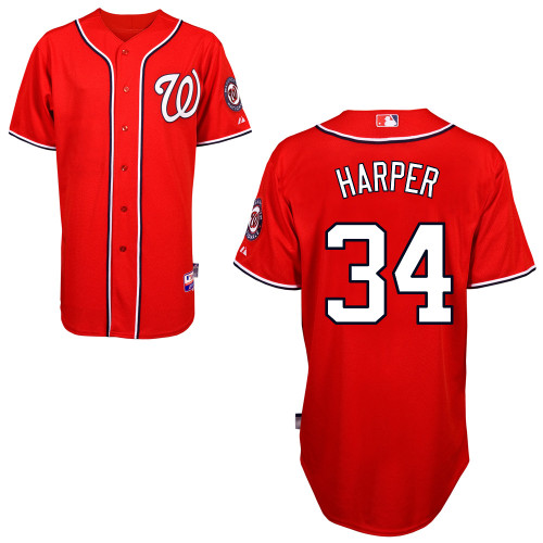 Bryce Harper #34 MLB Jersey-Washington Nationals Men's Authentic Alternate 1 Red Cool Base Baseball Jersey